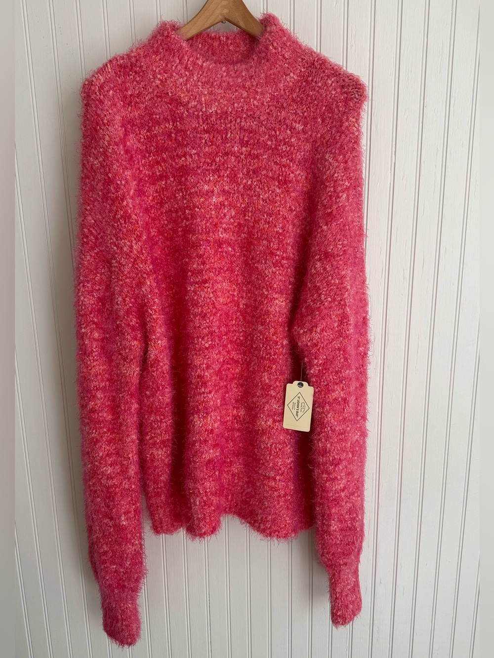 Cozy Pink and Orange Fuzzy Crewneck Oversized Sweater XXL
